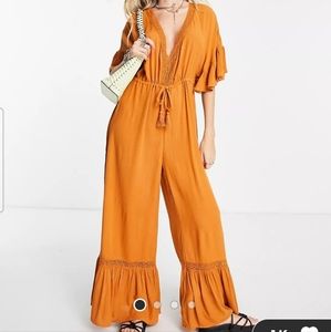 Orange plus size jumpsuit